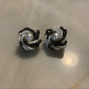 Vintage Beaded & Pearl Clip-On Earrings